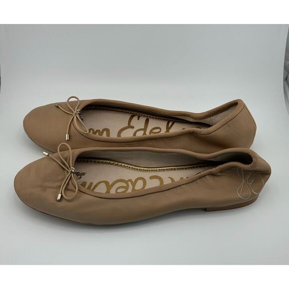 EUC Sam Edelman Felicia Round Toe Slip‎ On Leather Tan Ballet Flats - Picture 10 of 16